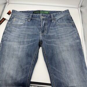 Rock N Roll Jeans Mens 34 32 Rifle Skinny Straight Western Denim Faded Blue New